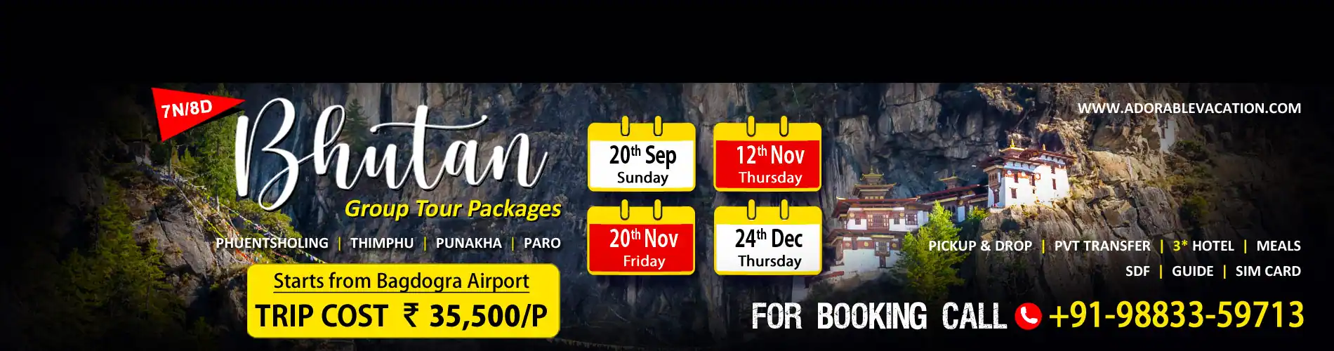 Bhutan Package Tour from Bagdogra Airport