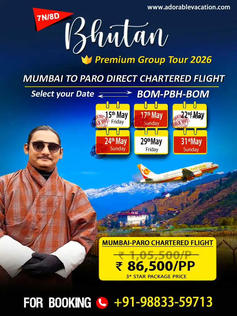 bhutan package tour from mumbai with Charter Flight