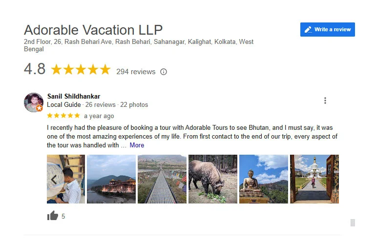 Bhutan tour itineraries from Surat